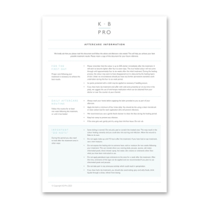 K.B Pro Aftercare Booklet Nouveau Beauty